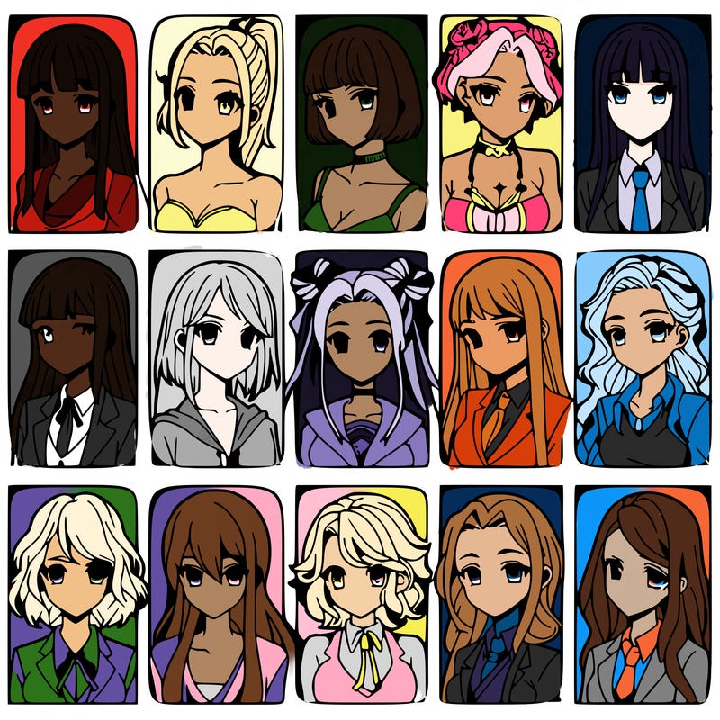 girls that look diffrent anime