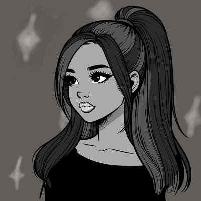 realistic girl with a high ponytail