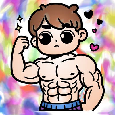 boy with no shirt on with muscles