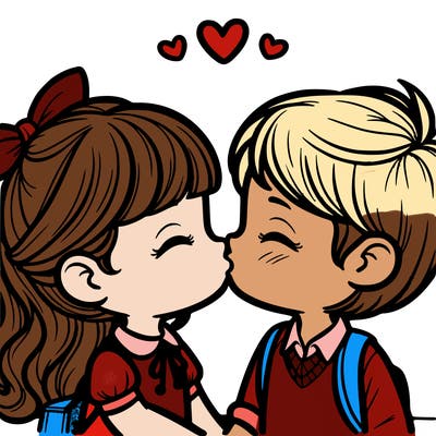 boy and girl kissing
