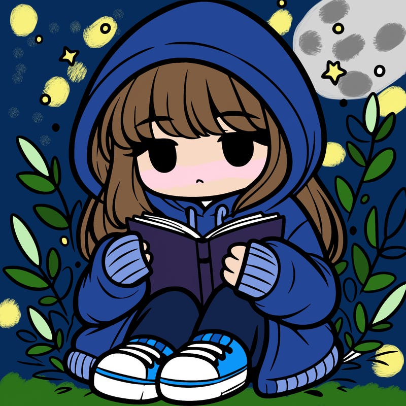 girl in oversized hoodie reading a book