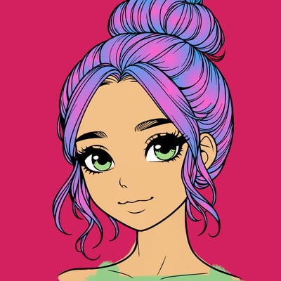 realistic pretty girl with hair in bun