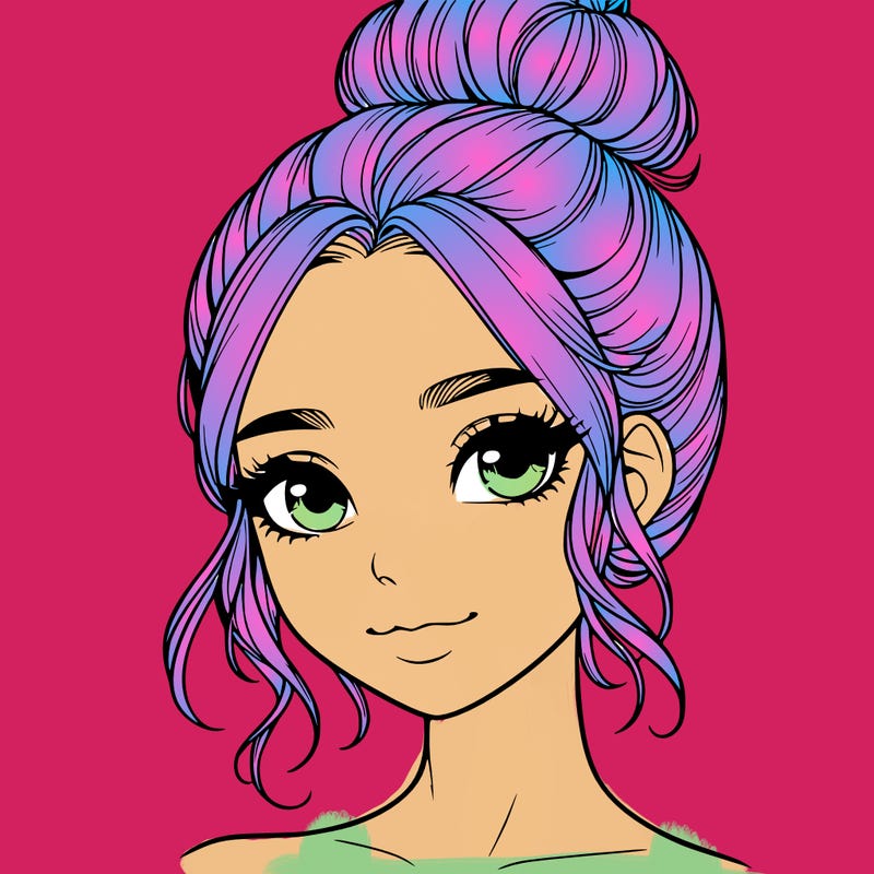 realistic pretty girl with hair in bun