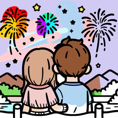 couple watching fireworks