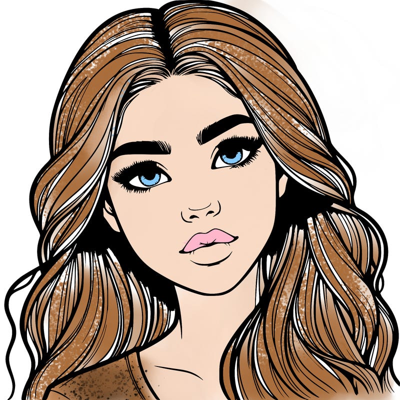 realistic teenage girl with pretty hair