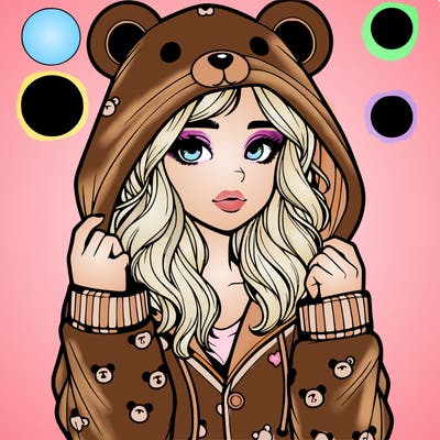 realistic girl in a animal pjs hoodie