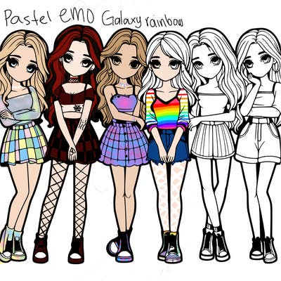 a group of girls realistic