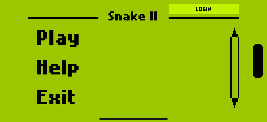 Snake II: Classic Mobile Game - Snake II classic mobile game main menu with green retro pixel art interface