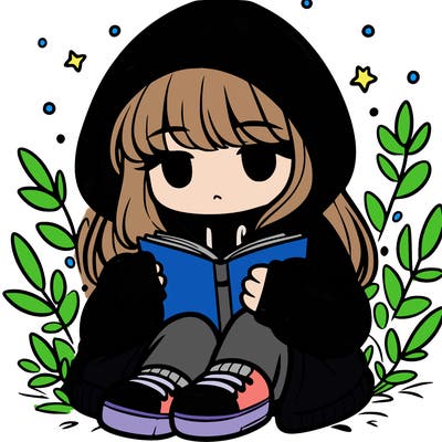 girl in oversized hoodie reading a book