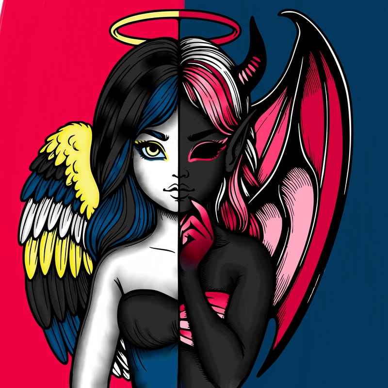 realistic angel half demon