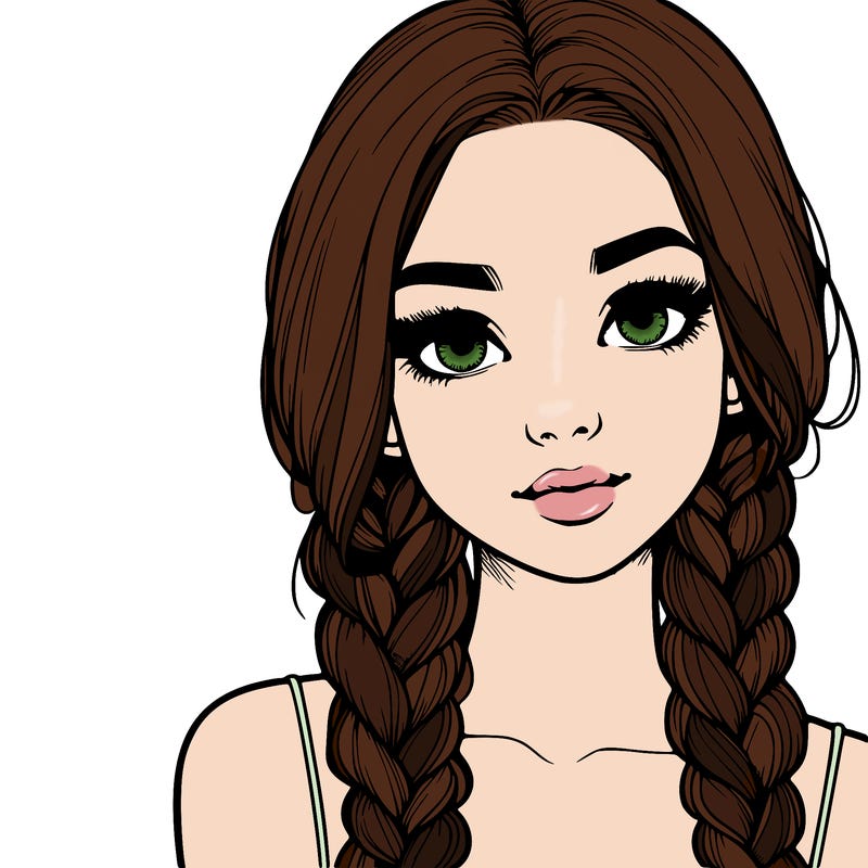 realistic girl with braids