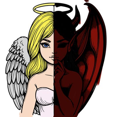 realistic angel half demon