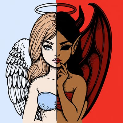 realistic angel half demon