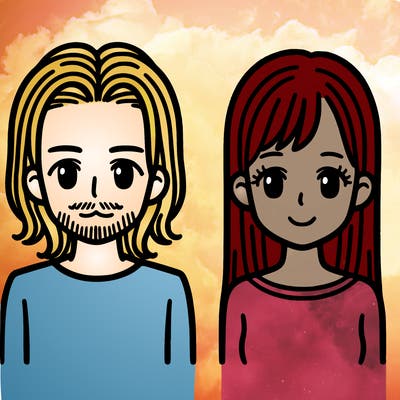 man with long hair and woman with short straight hair
