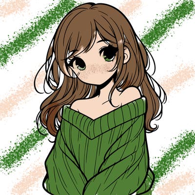 shy pretty girl wearing a sweater that is falling off one shoulder portrait