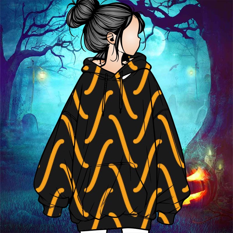 realistic girl with a oversized sweatshirt on and a bun