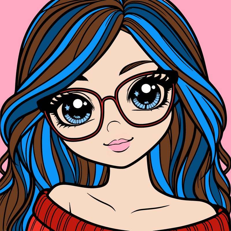 girl with beautiful eyes, hair, and glasses