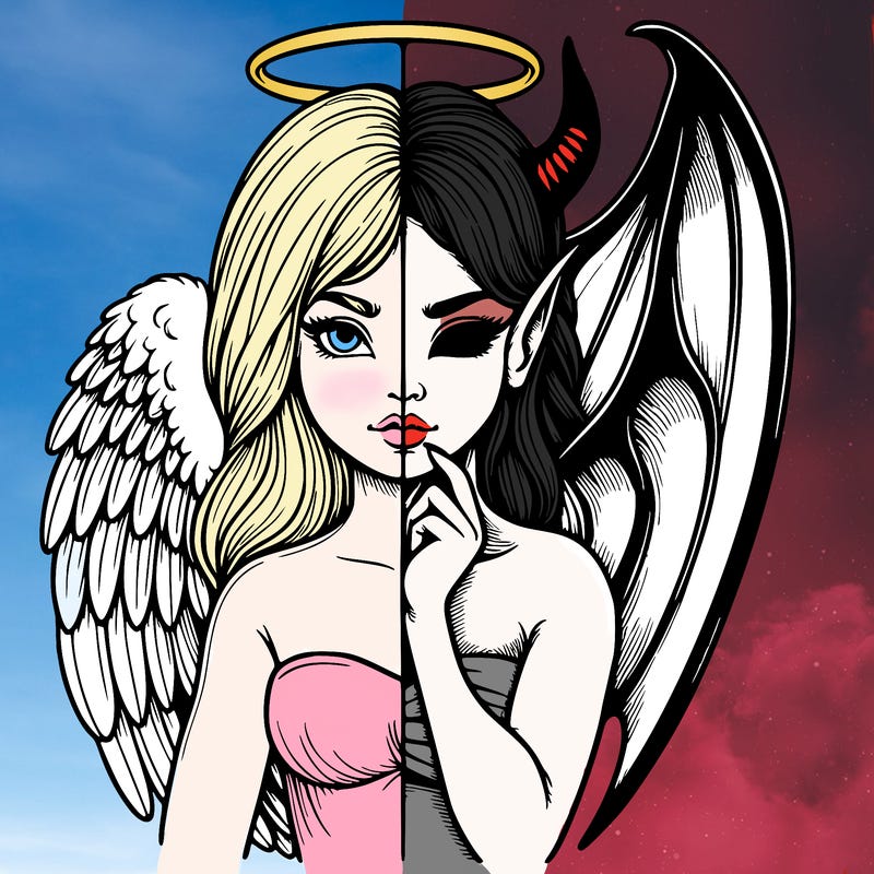 realistic angel half demon