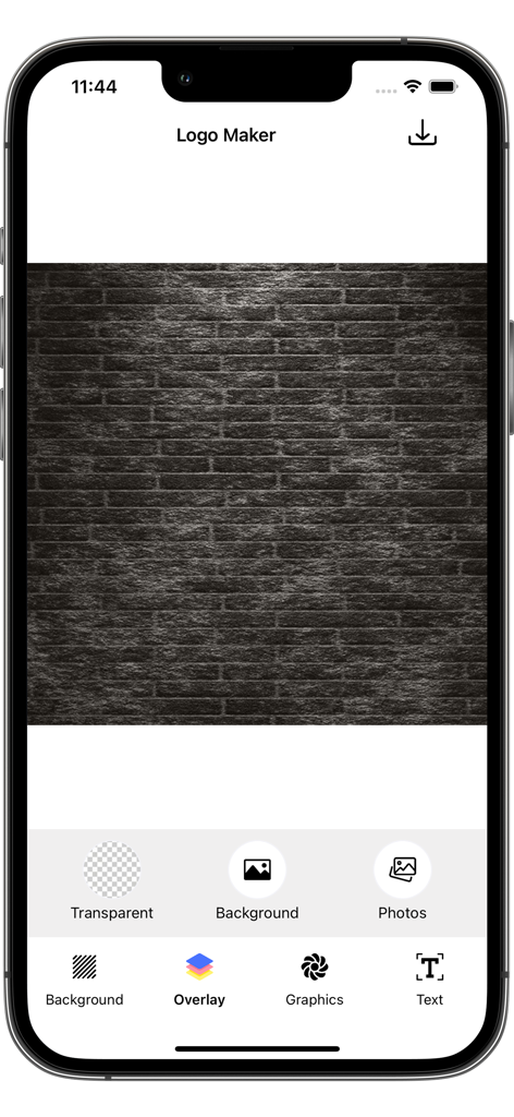 Graffiti Logo Maker interface showing a dark brick wall background selection