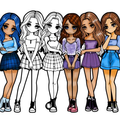 a group of girls realistic