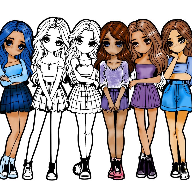 a group of girls realistic