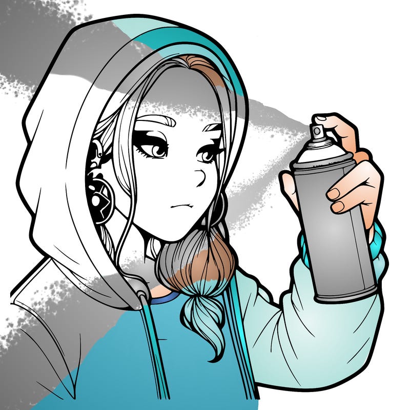 a realistic girl, spray painting