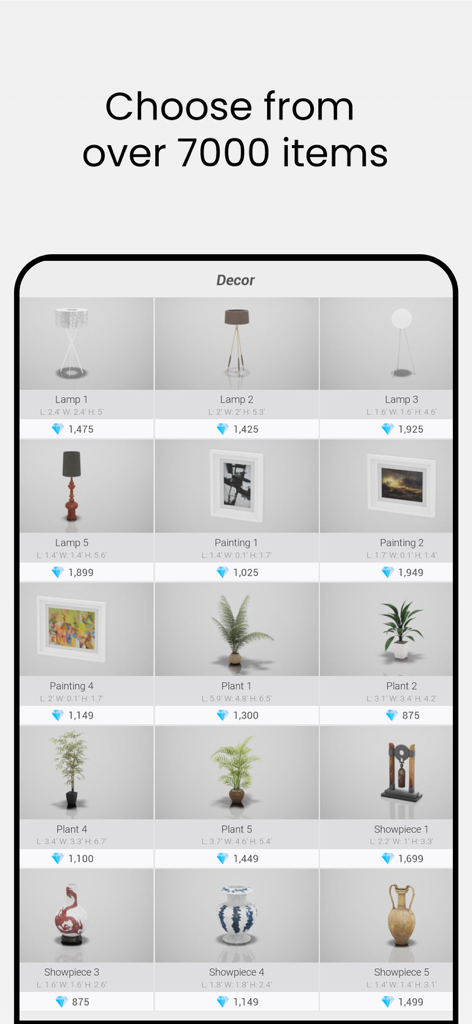Home Decor - House Design Game - Home Decor ハウスデザインゲームのさまざまな家具と装飾アイテムのカタログ