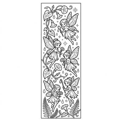 Dive into a world of miniature magic with this enchanting dewdrop fairies bookmark coloring page. Perfect for fantasy lovers, this design features whimsical fairies ready to bring joy to your next reading adventure.