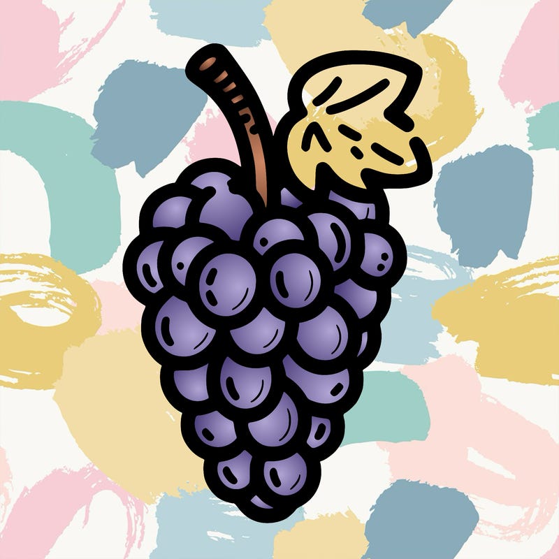 a simple grape with thin lines for coloring book