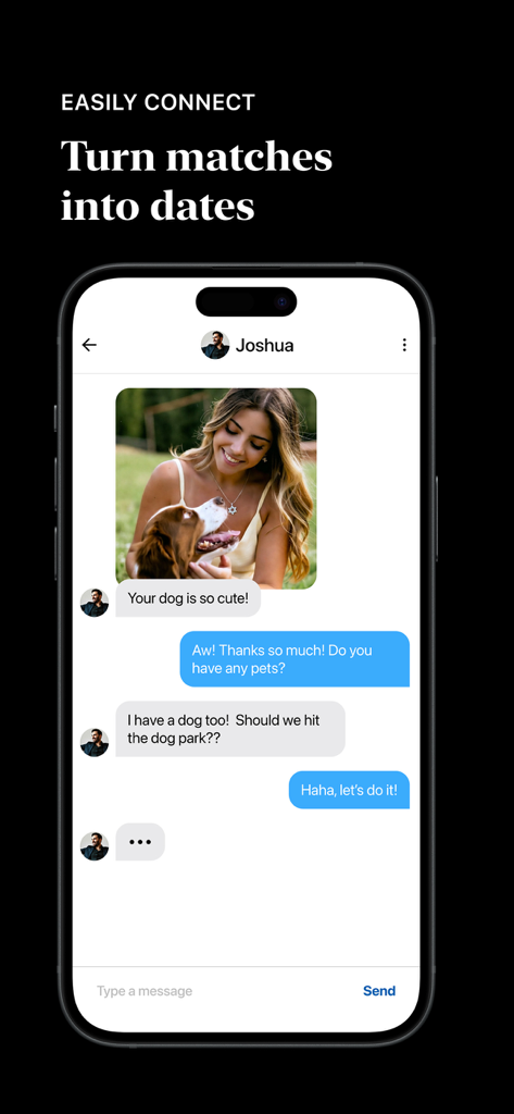 Tribe - Jewish Dating App - Una pantalla de chat en la aplicación de citas Tribe mostrando a dos parejas teniendo una conversación y planeando una cita