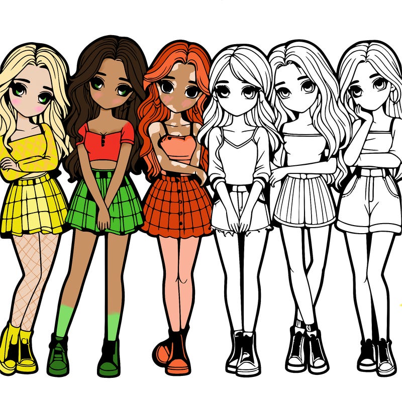 a group of girls realistic