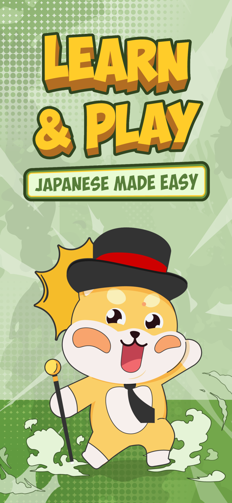 Learn Japanese - HeyJapan - Promotional banner for the HeyJapan app featuring Shibi character and the text Learn and Play Japanese Made Easy