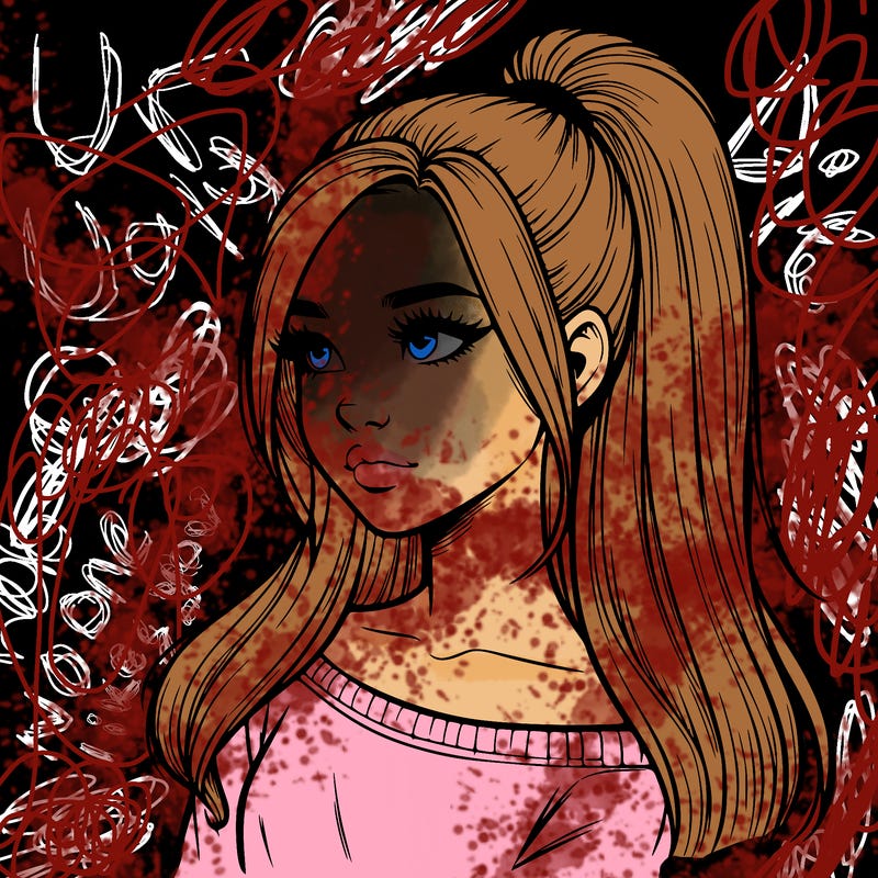 realistic girl with a high ponytail