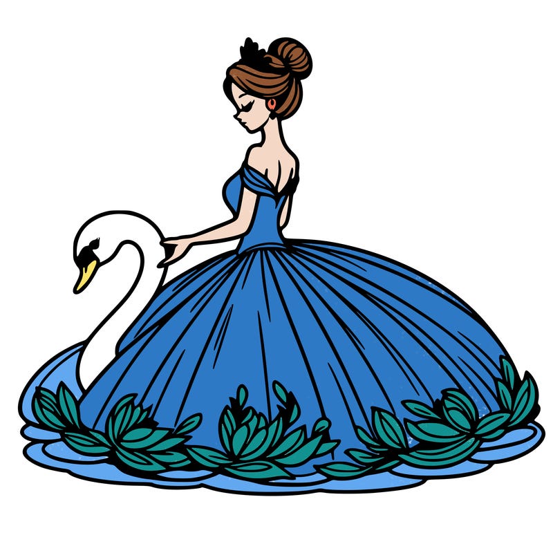 woman in gown with swan
