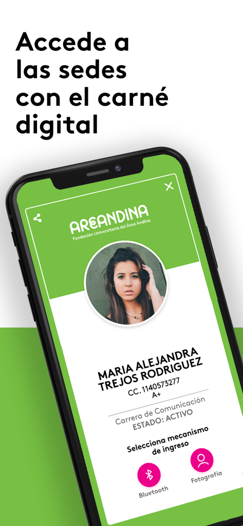 Areandina APP - Digital student ID card on the Areandina app for campus access