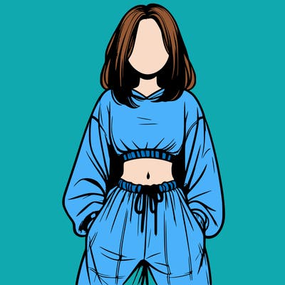realistic girl faceless with baggy pants and a crop top