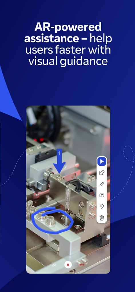 TeamViewer Assist AR feature showing visual guidance with 3D markers for remote technical support