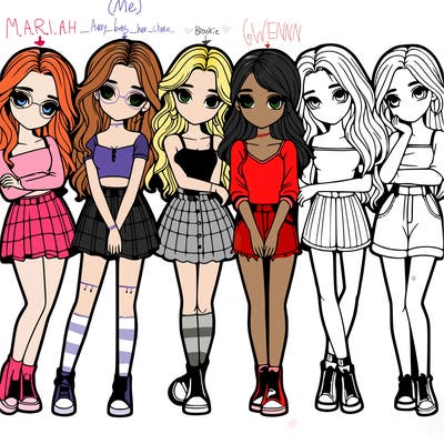 a group of girls realistic