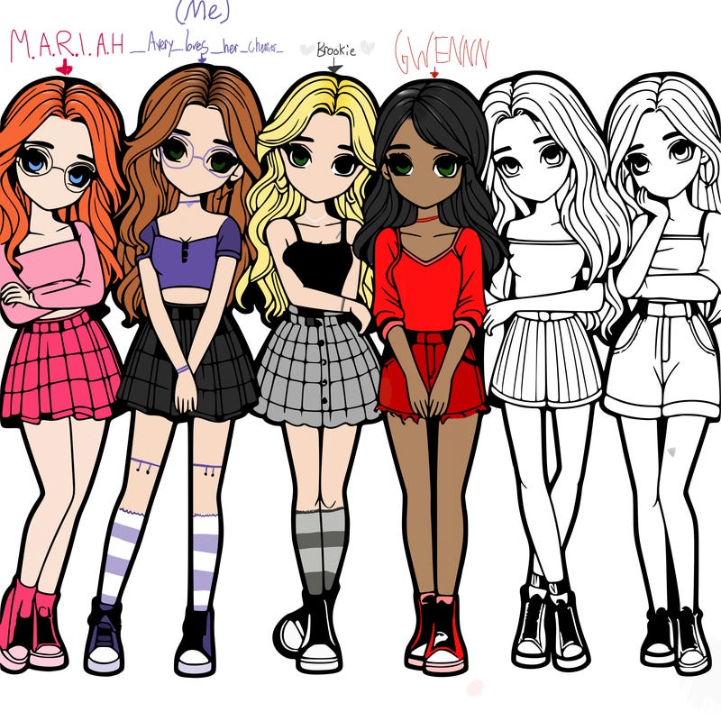 a group of girls realistic