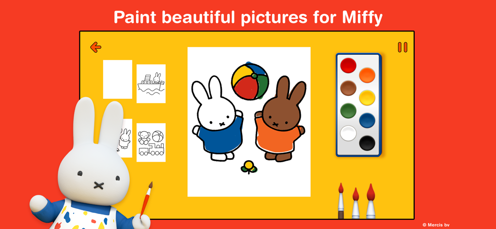 Miffy's World - Miffy the rabbit and a friend in a creative coloring and painting activity for preschoolers