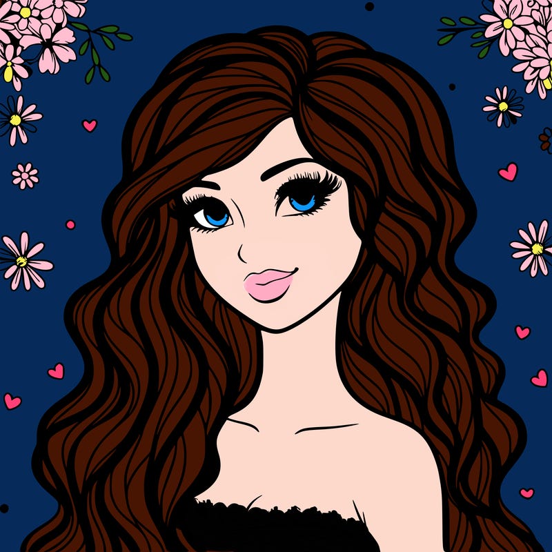 pretty woman with long wavy hair