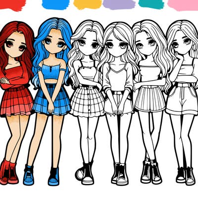 a group of girls realistic