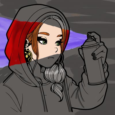 a realistic girl, spray painting