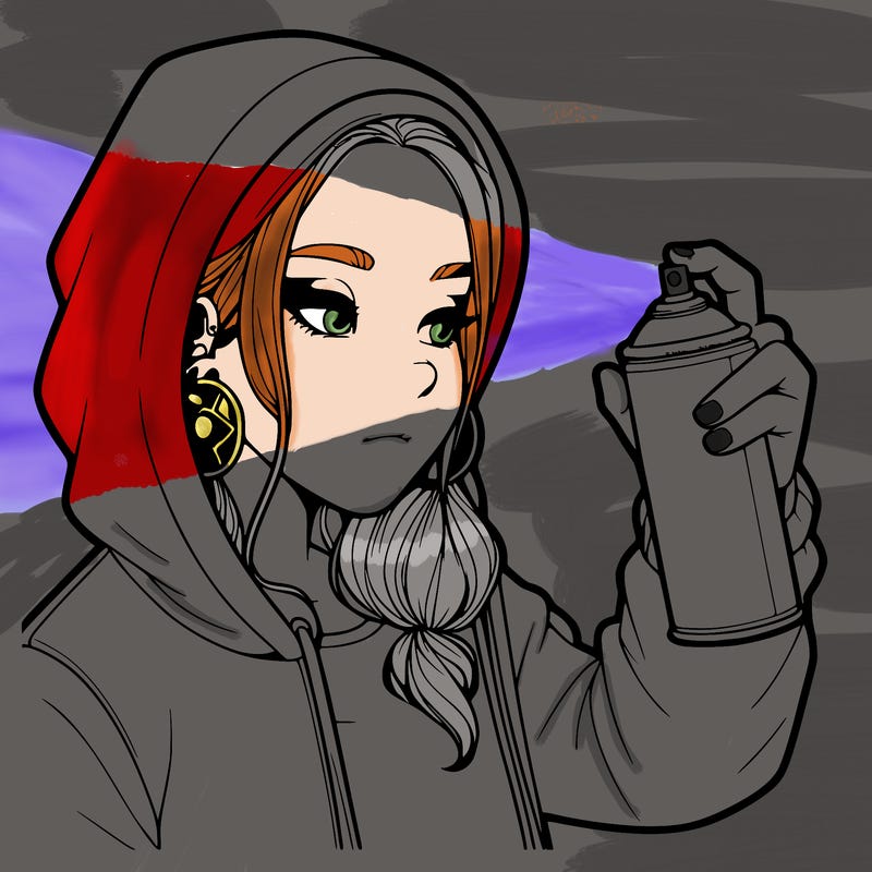 a realistic girl, spray painting