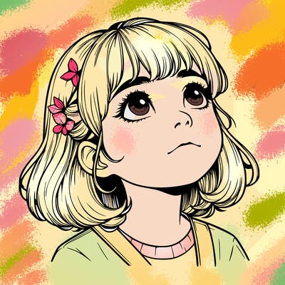 realistic girl looking up