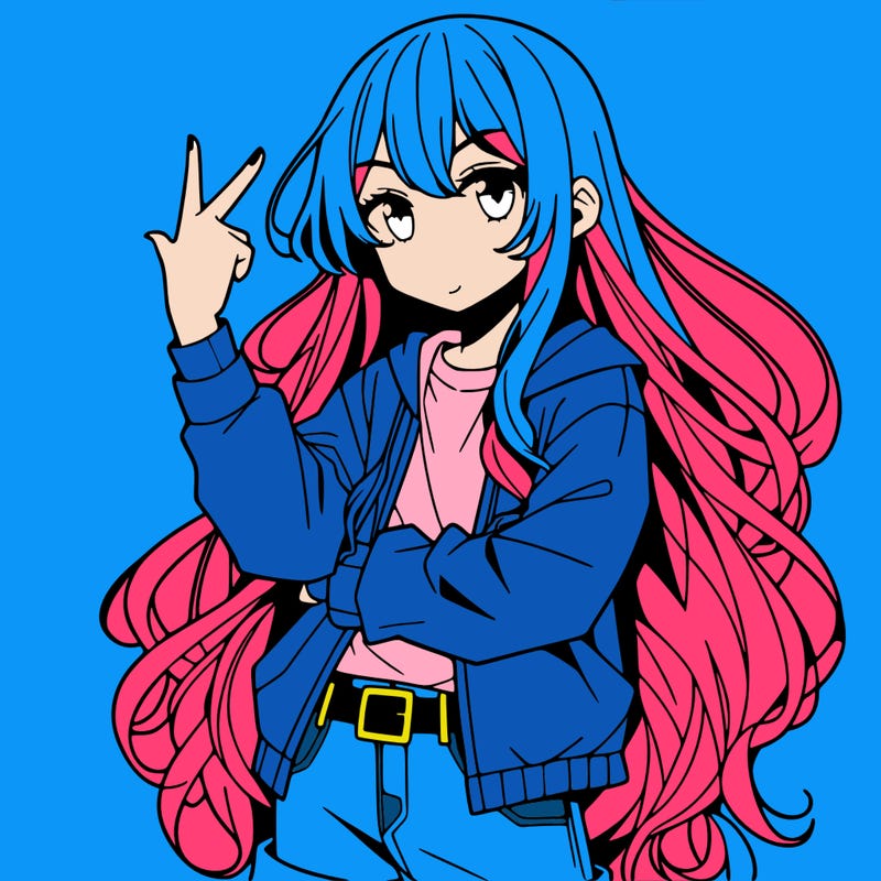 one anime girl with long hair and a cool pose