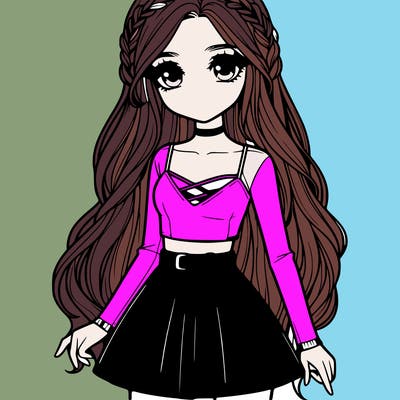 realistic girl with a leather skirt