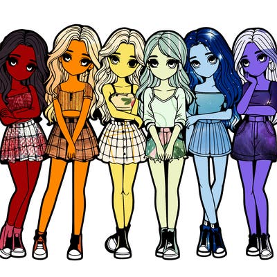 a group of girls realistic