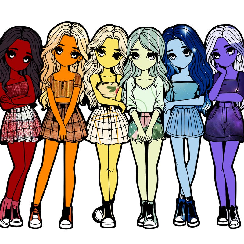 a group of girls realistic