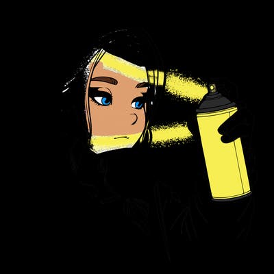 a realistic girl, spray painting